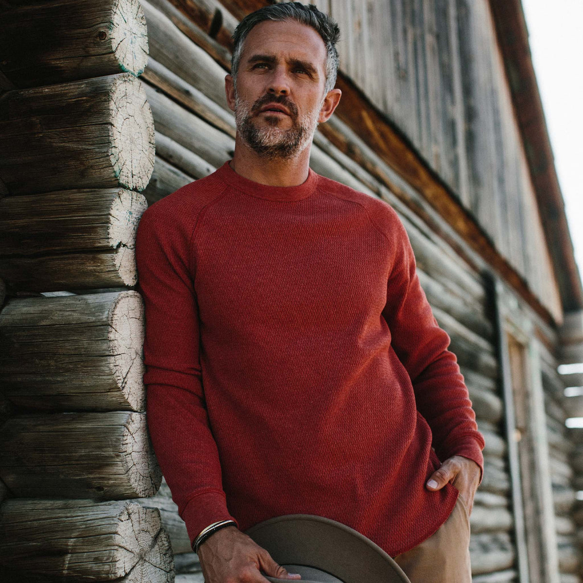 Men's The Heavy Bag Waffle Crewneck in Engine — Sweater