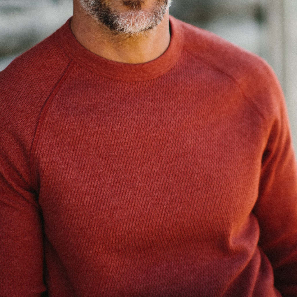 Men's The Heavy Bag Waffle Crewneck in Engine — Sweater
