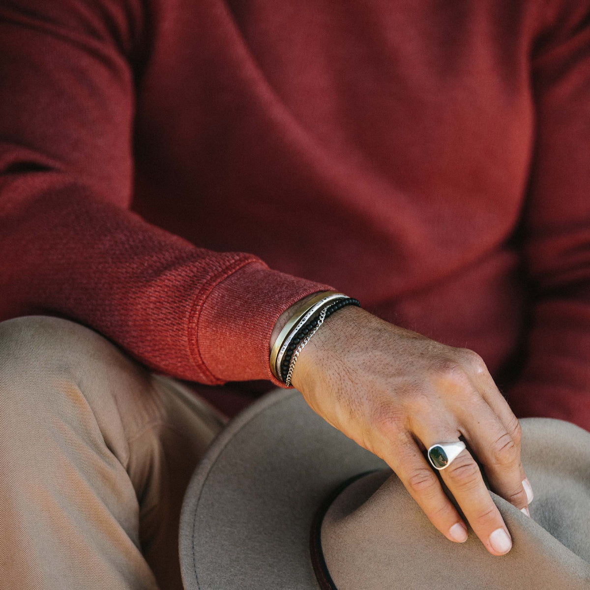 Men's The Heavy Bag Waffle Crewneck in Engine — Sweater