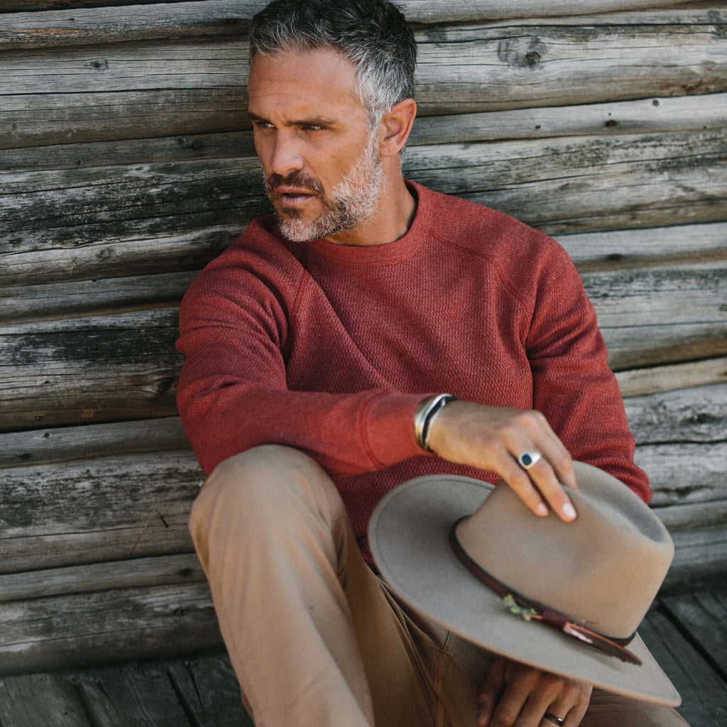 Men's The Heavy Bag Waffle Crewneck in Engine — Sweater