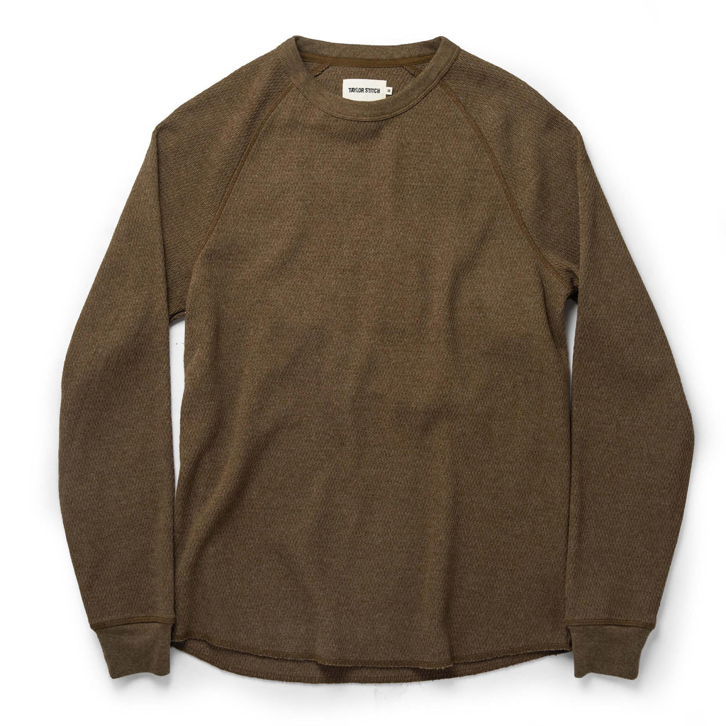Men's The Heavy Bag Waffle Crewneck in Olive — Sweater