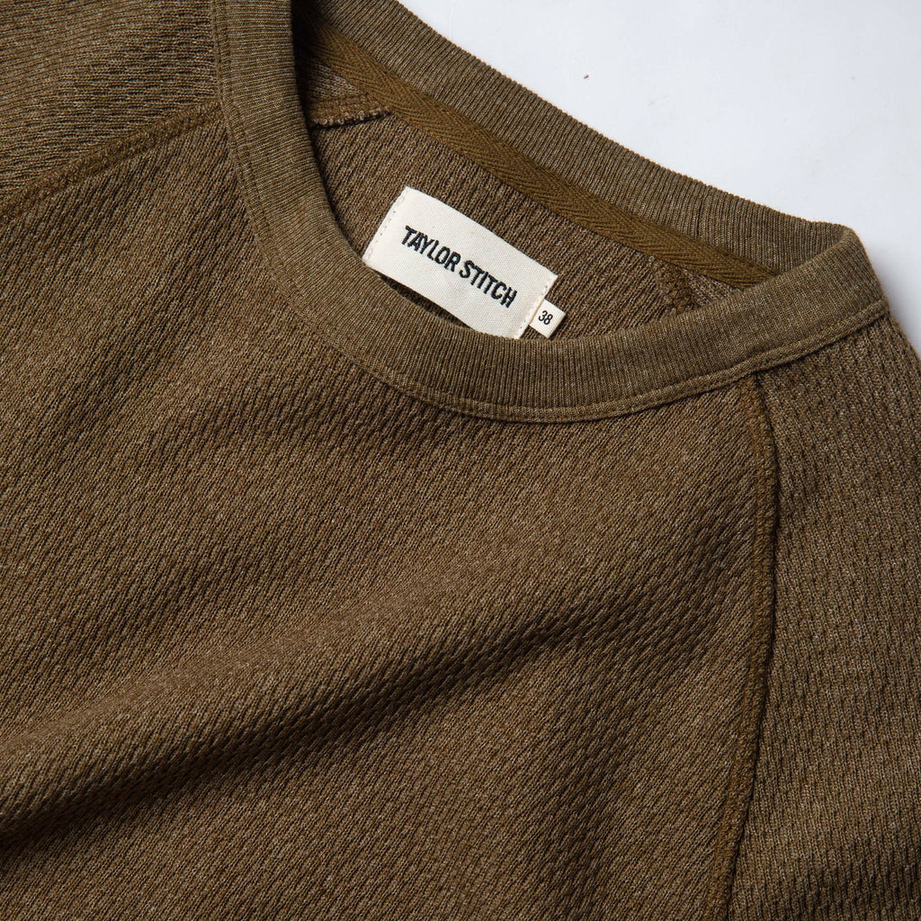 Men's The Heavy Bag Waffle Crewneck in Olive — Sweater