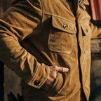 Men's The Lined Long Haul Jacket in Sand Suede