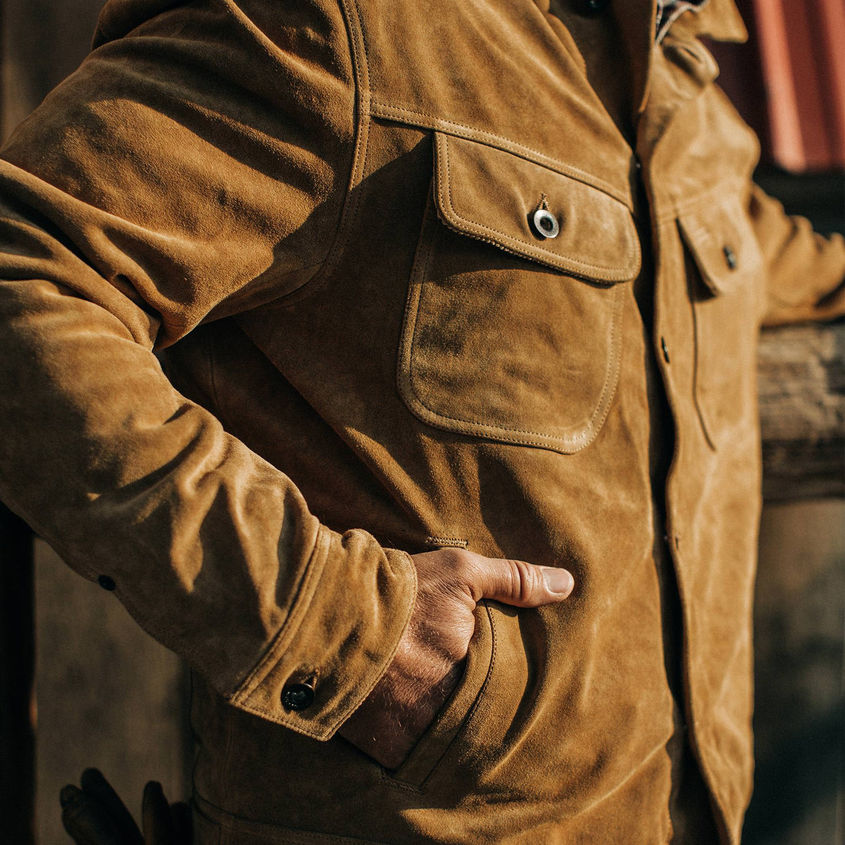Men's The Lined Long Haul Jacket in Sand Suede