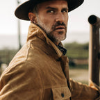 Men's The Lined Long Haul Jacket in Sand Suede