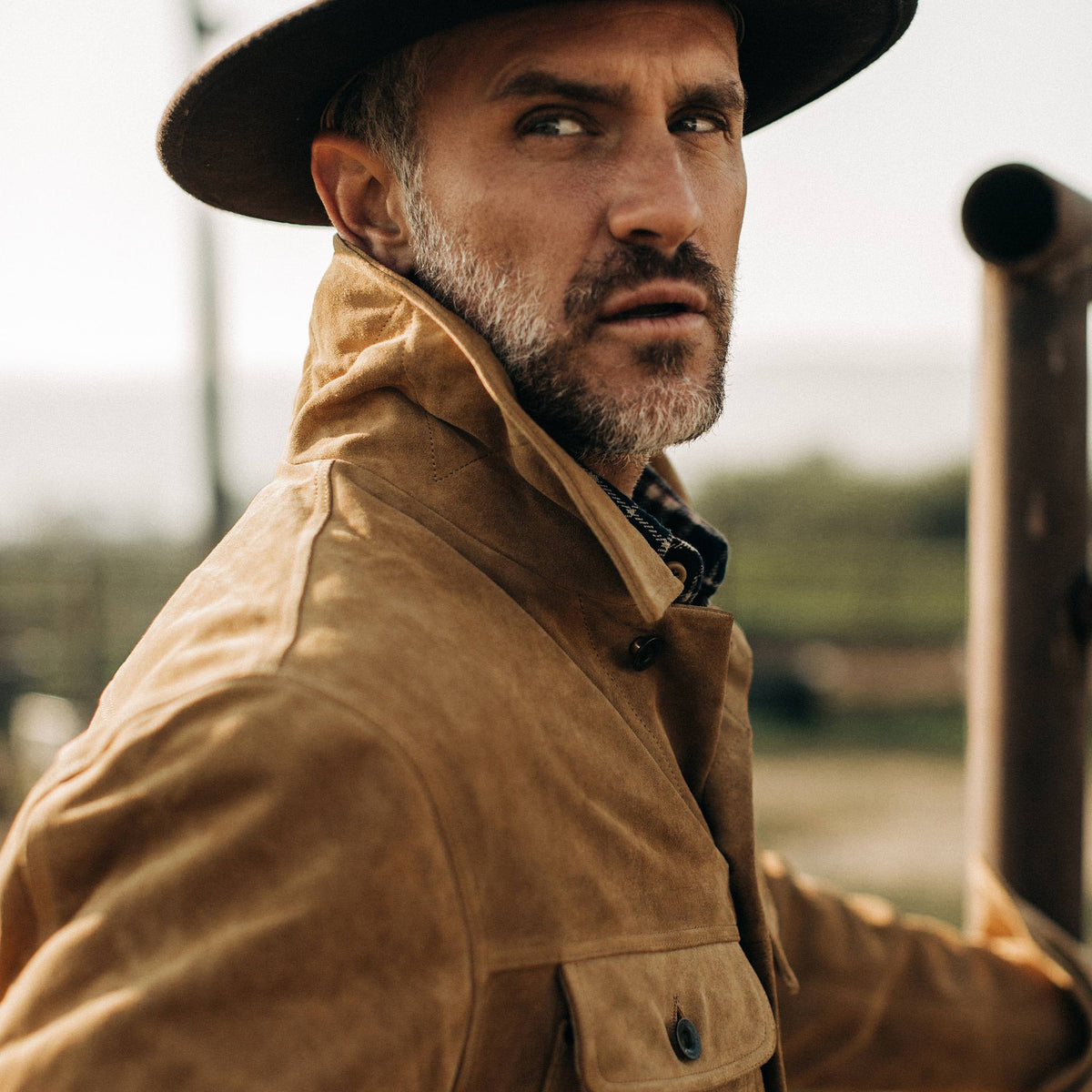 Men's The Lined Long Haul Jacket in Sand Suede