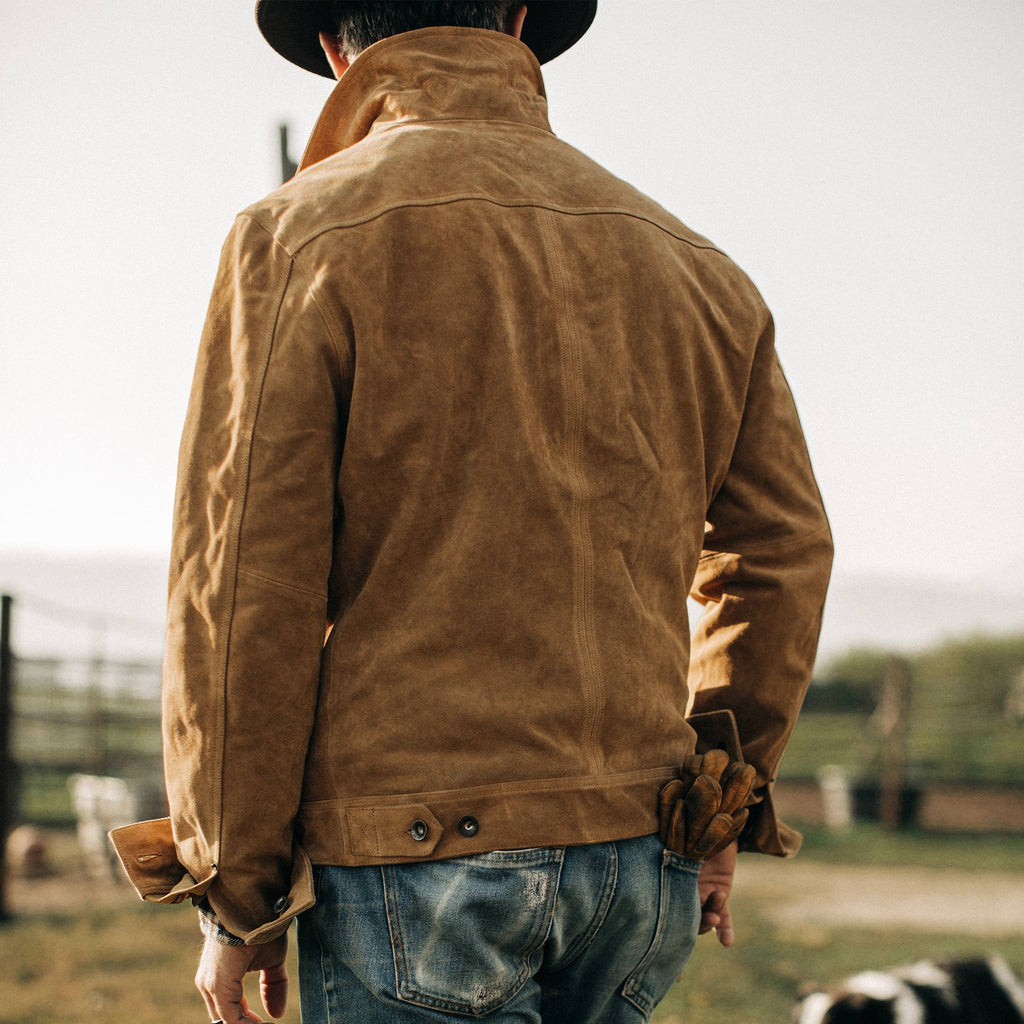 Men's The Lined Long Haul Jacket in Sand Suede