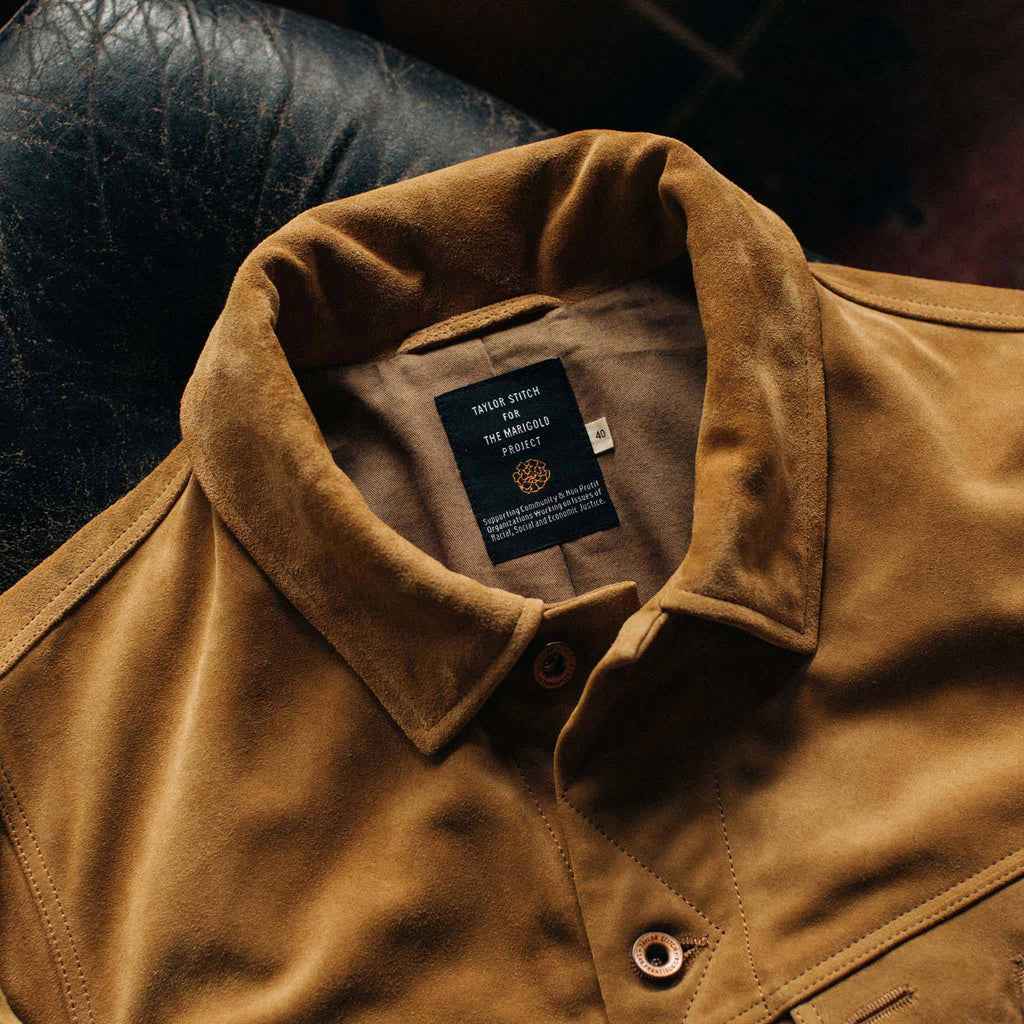 Men's The Lined Long Haul Jacket in Sand Suede