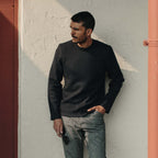 Men's The Weekend Crewneck in Navy Boiled Wool — Sweater