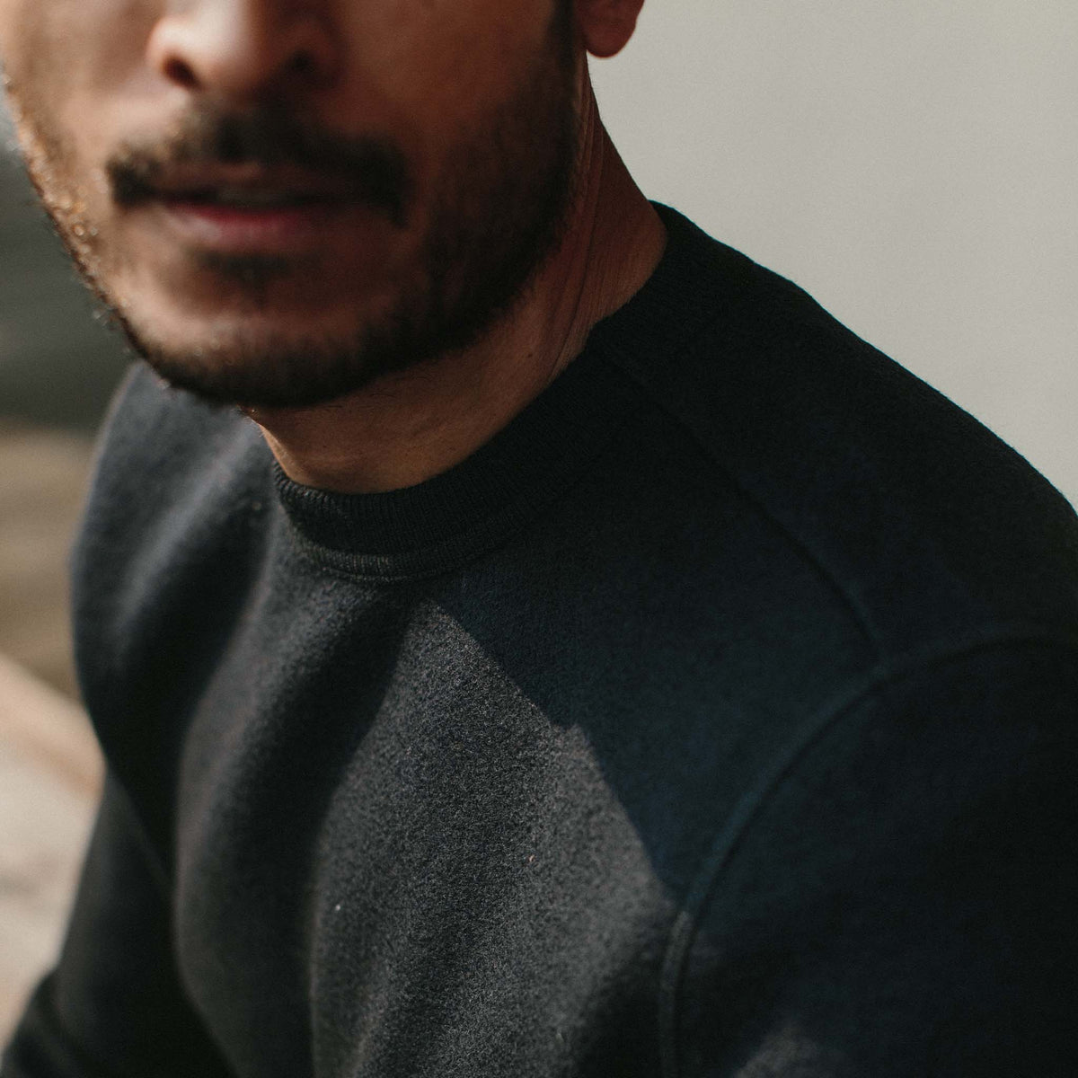 Men's The Weekend Crewneck in Navy Boiled Wool — Sweater