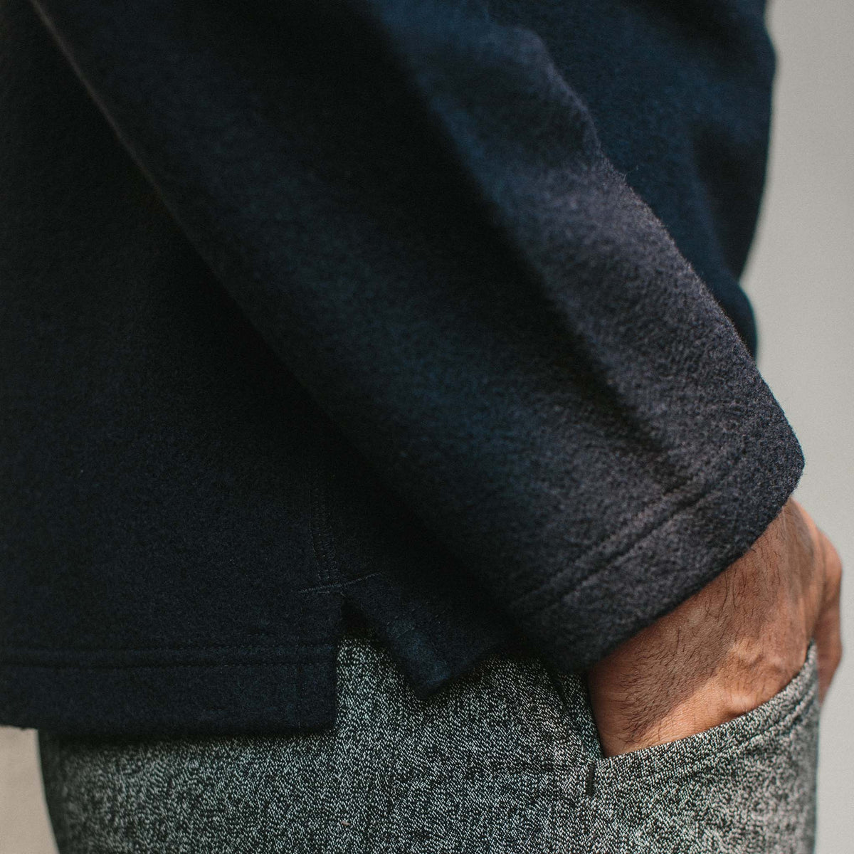 Men's The Weekend Crewneck in Navy Boiled Wool — Sweater