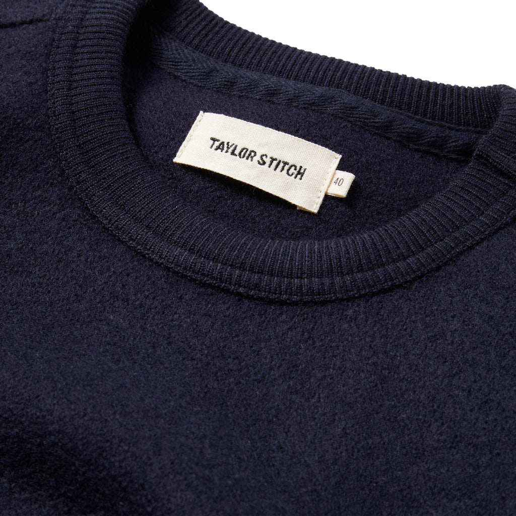Men's The Weekend Crewneck in Navy Boiled Wool — Sweater