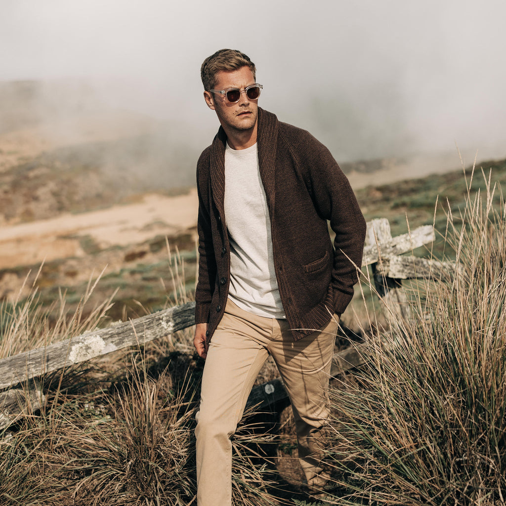 Men's The Headland Shawl Cardigan in Marled Chocolate — Sweater
