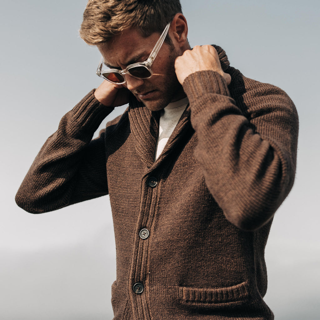 Men's The Headland Shawl Cardigan in Marled Chocolate — Sweater