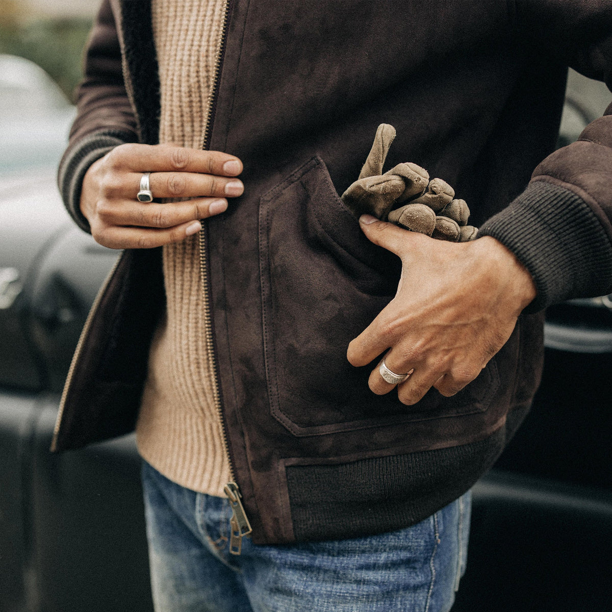 Men's The Wright Jacket in Espresso Shearling