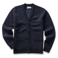 Men's The Eddy Cardigan in Heather Marine Herringbone — Sweater