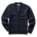 Men's The Eddy Cardigan in Heather Marine Herringbone — Sweater