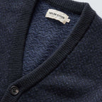 Men's The Eddy Cardigan in Heather Marine Herringbone — Sweater