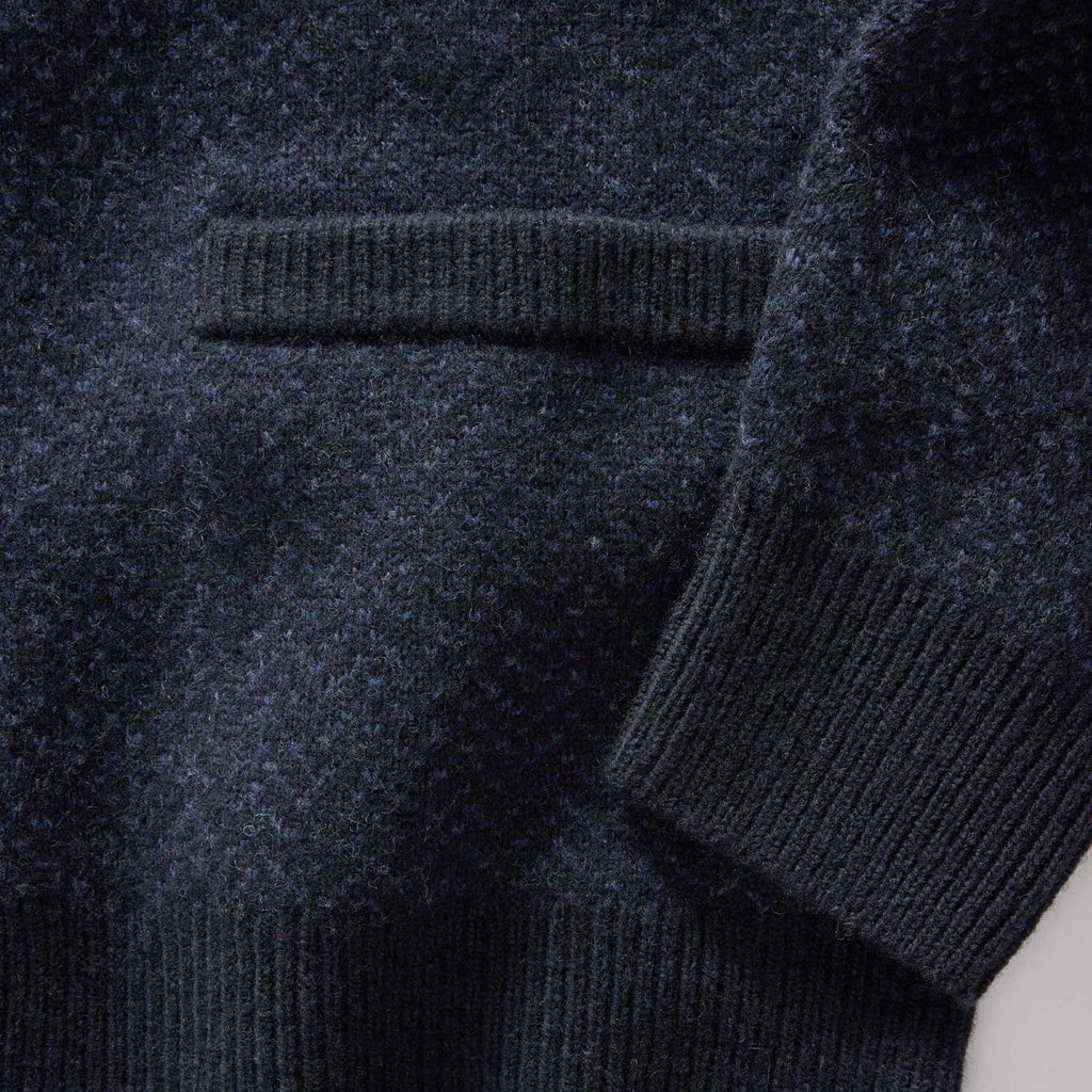 Men's The Eddy Cardigan in Heather Marine Herringbone — Sweater