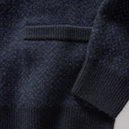 Men's The Eddy Cardigan in Heather Marine Herringbone — Sweater
