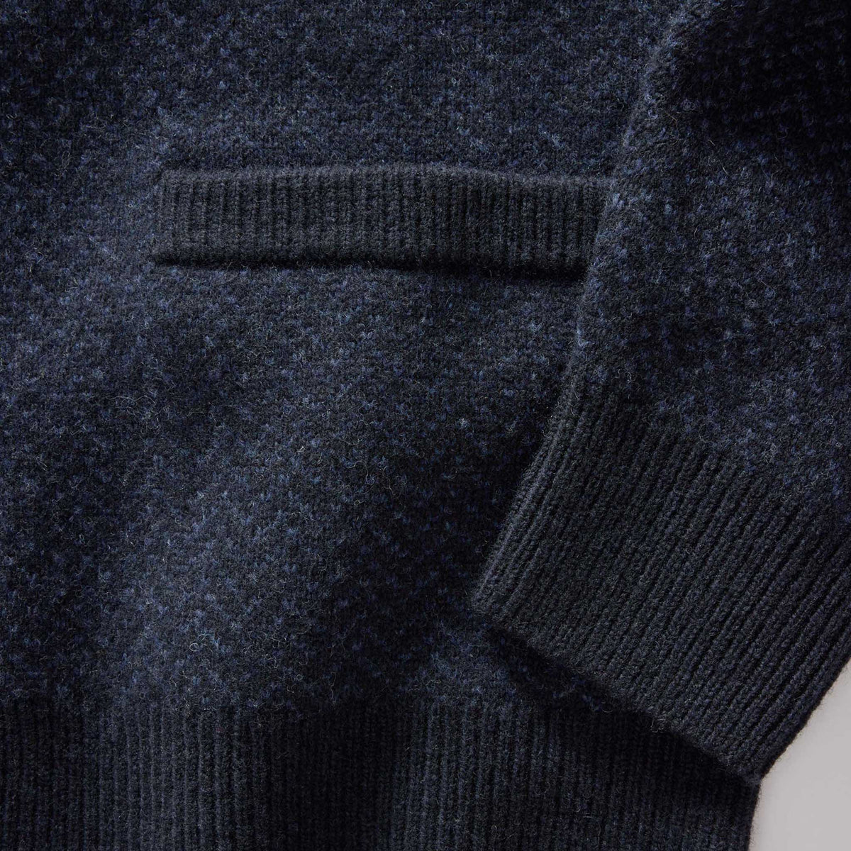 Men's The Eddy Cardigan in Heather Marine Herringbone — Sweater