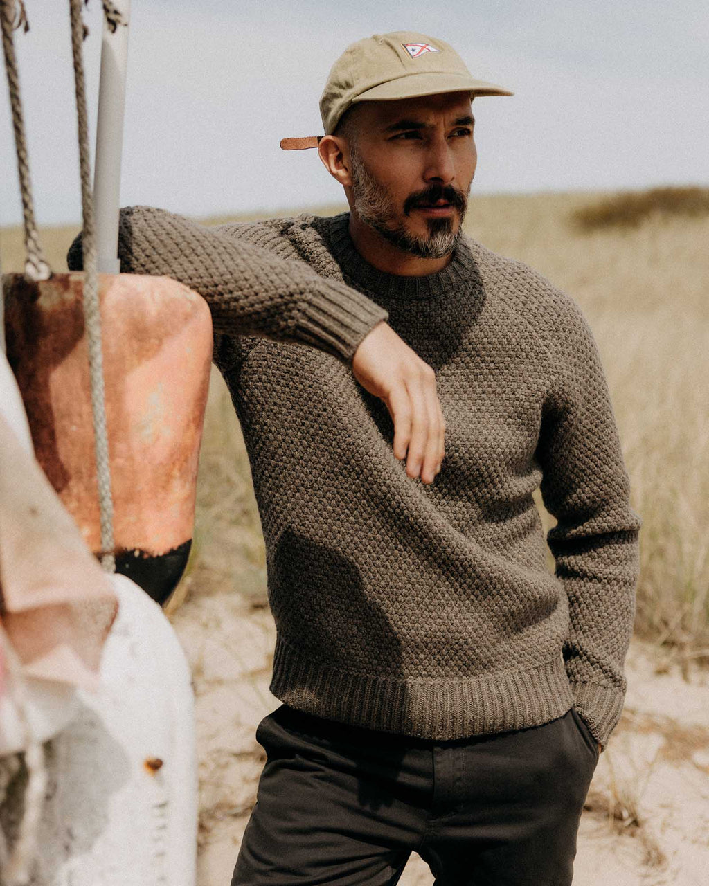 Men's The Fisherman Sweater in Taupe Merino