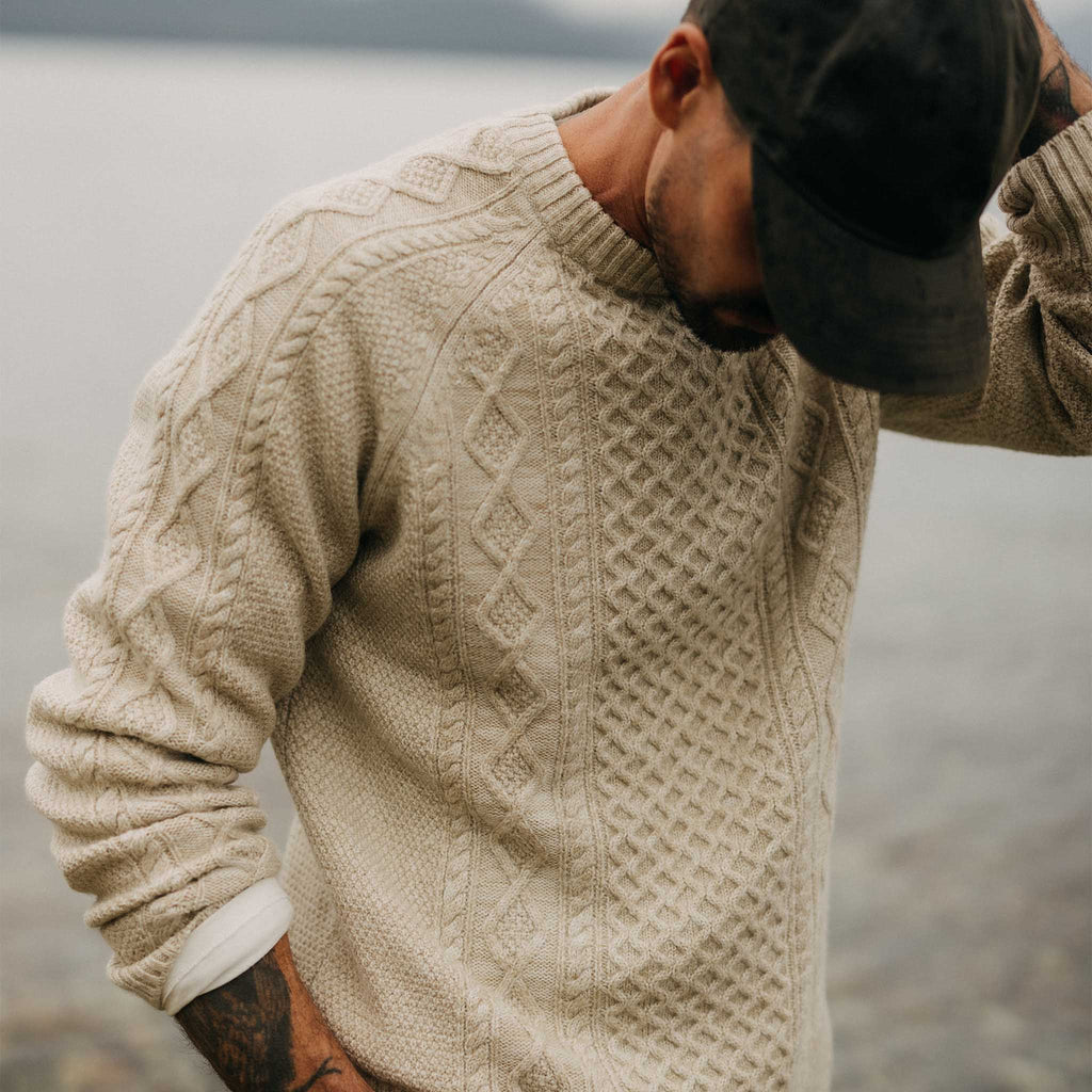 Men's The Orr Sweater in Marled Oat Merino