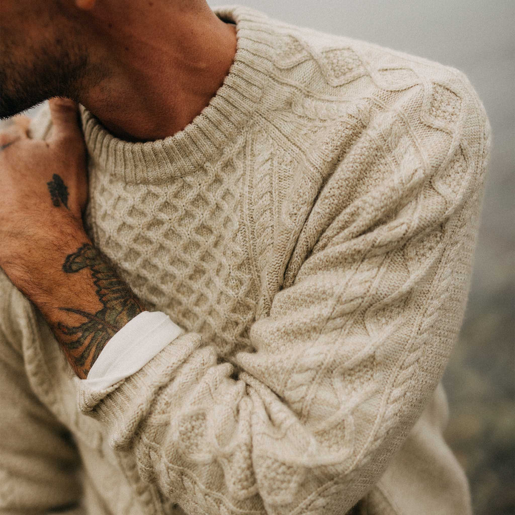 Men's The Orr Sweater in Marled Oat Merino