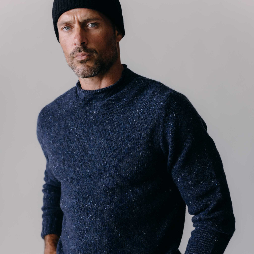 Men's The Seafarer Sweater in Atlantic Blue Donegal