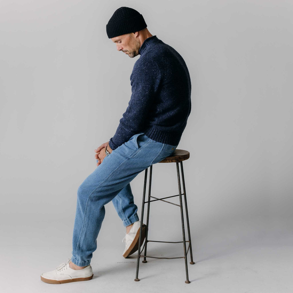 Men's The Seafarer Sweater in Atlantic Blue Donegal
