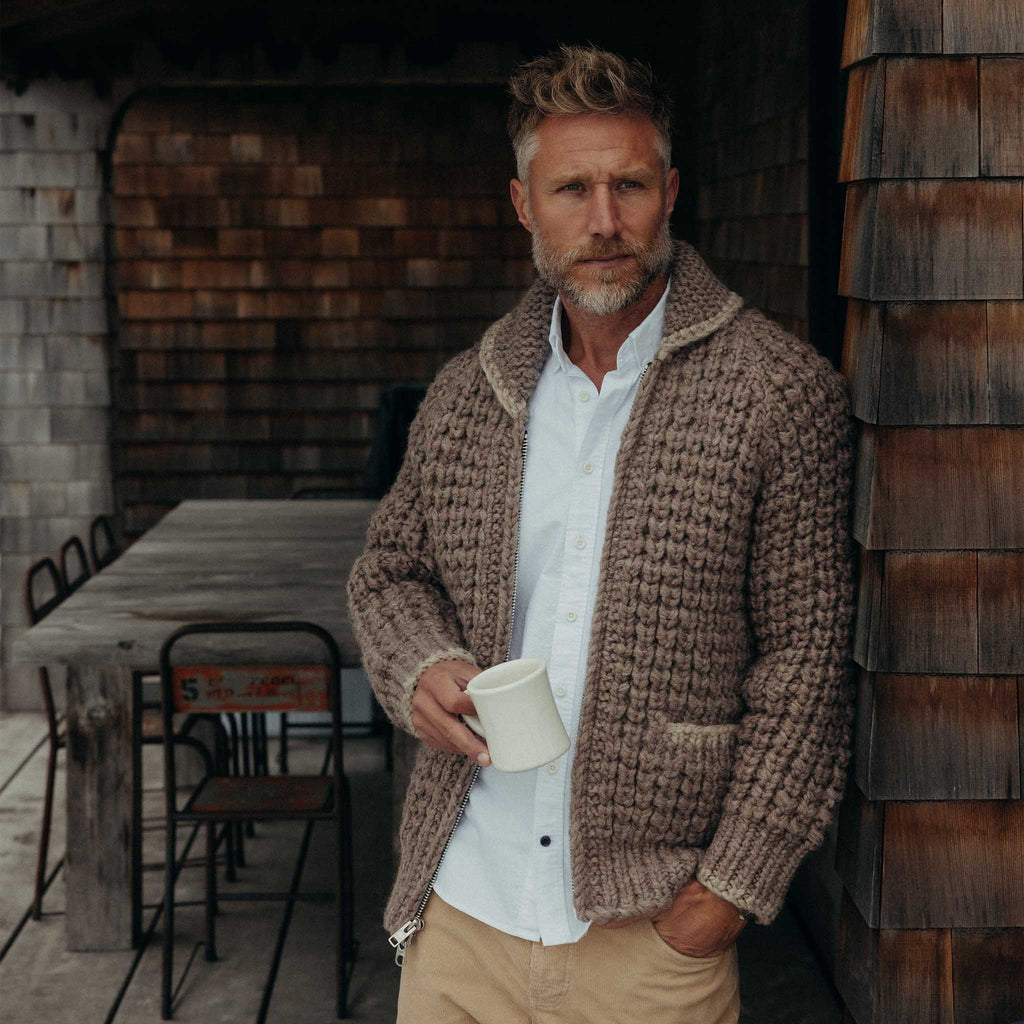 Men's The Seawall Hand-Knit Sweater in Heather Sable