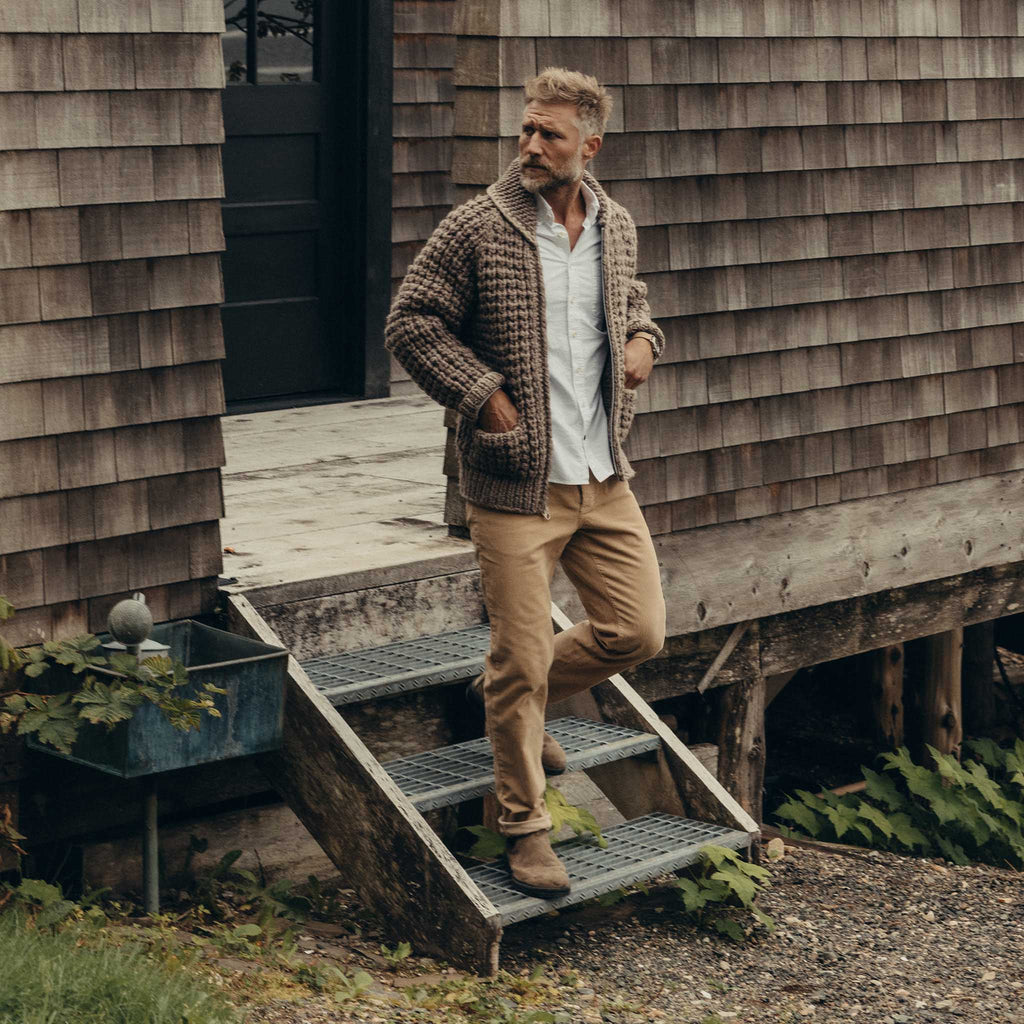 Men's The Seawall Hand-Knit Sweater in Heather Sable