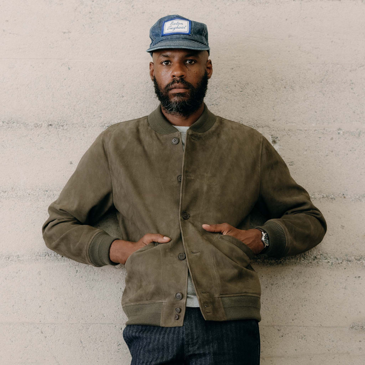 Men's The Bomber Jacket in Army Suede