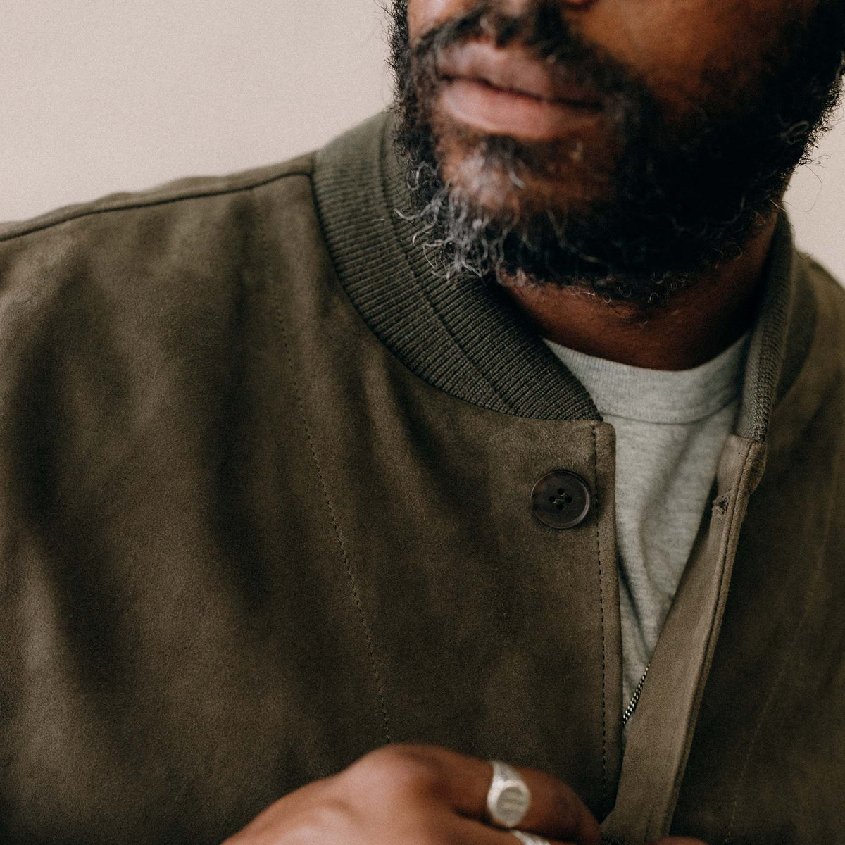Men's The Bomber Jacket in Army Suede
