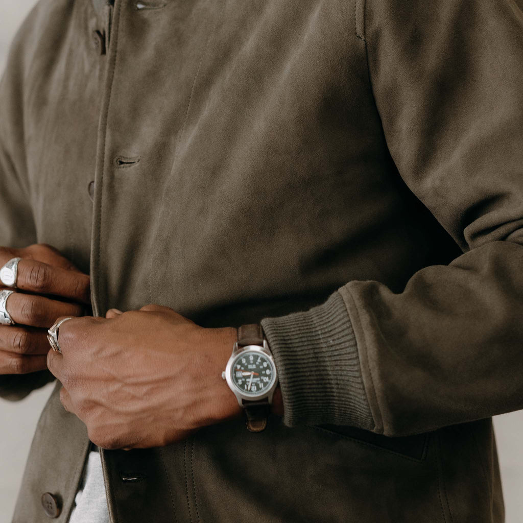Men's The Bomber Jacket in Army Suede