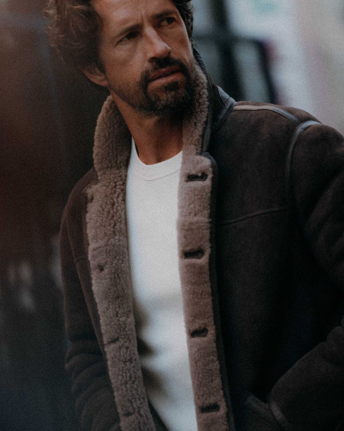Men's The Coleman Jacket in Dark Chocolate Shearling Suede