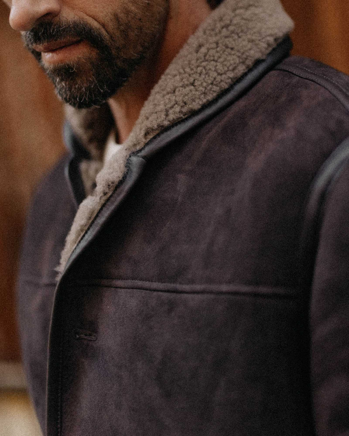Men's The Coleman Jacket in Dark Chocolate Shearling Suede
