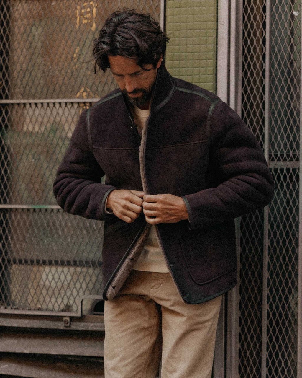 Men's The Coleman Jacket in Dark Chocolate Shearling Suede