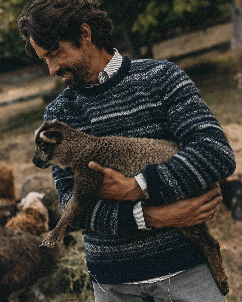 Men's The Eastmoor Sweater in Navy Fair Isle Wool