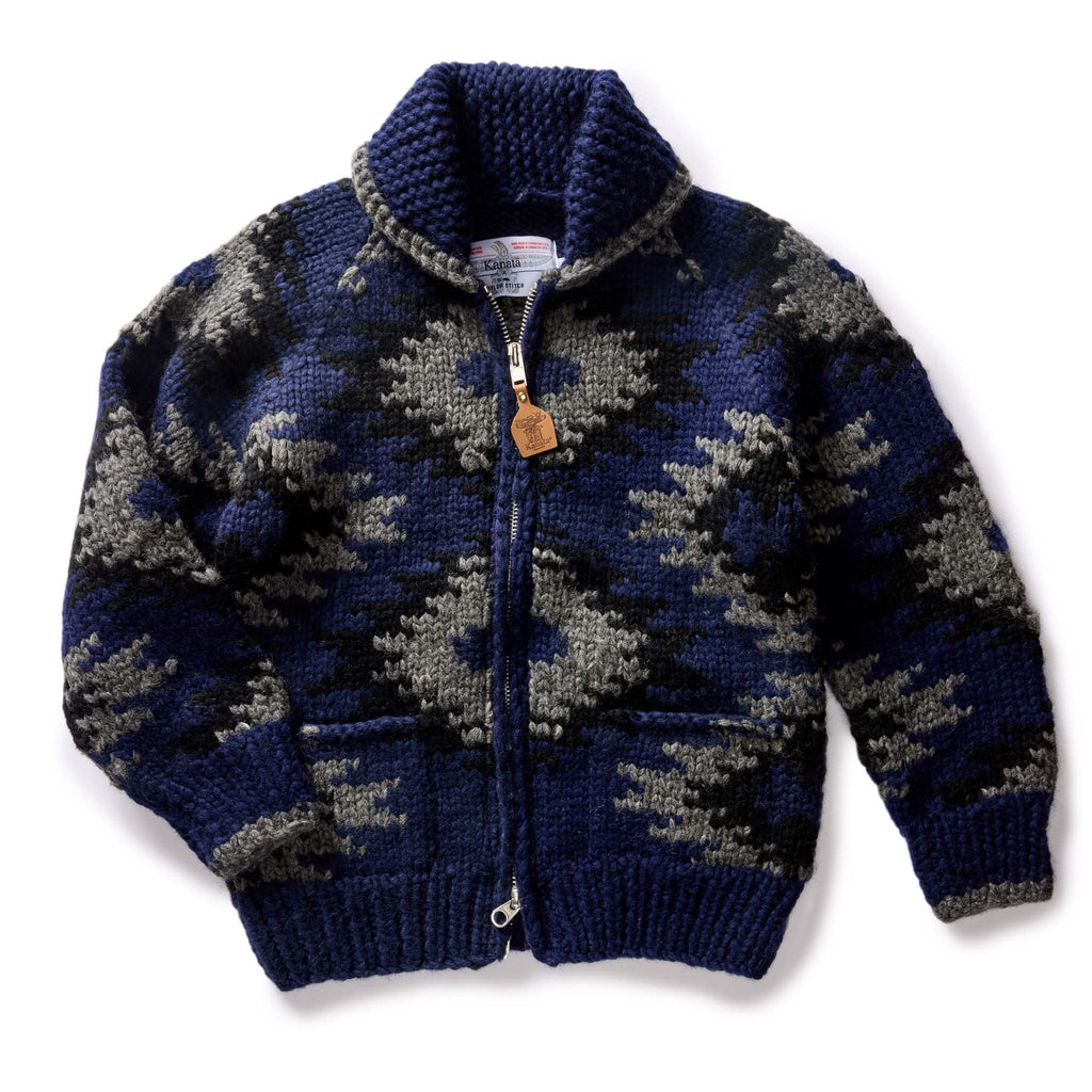 Men's The Seawall Hand-Knit Sweater in Navy Kilim