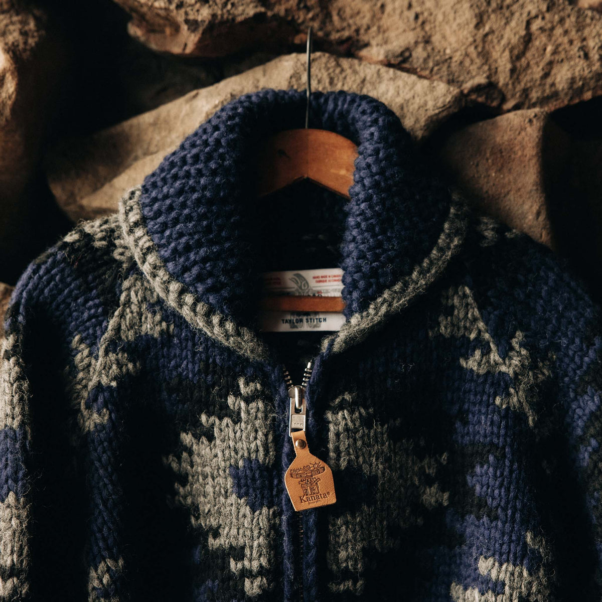 Men's The Seawall Hand-Knit Sweater in Navy Kilim
