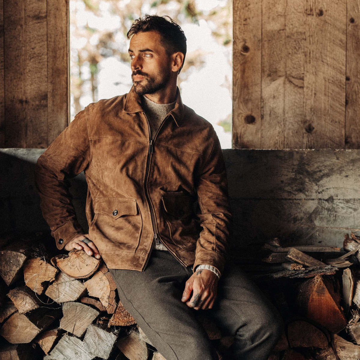 Men's The James Jacket in Vintage Tan Suede