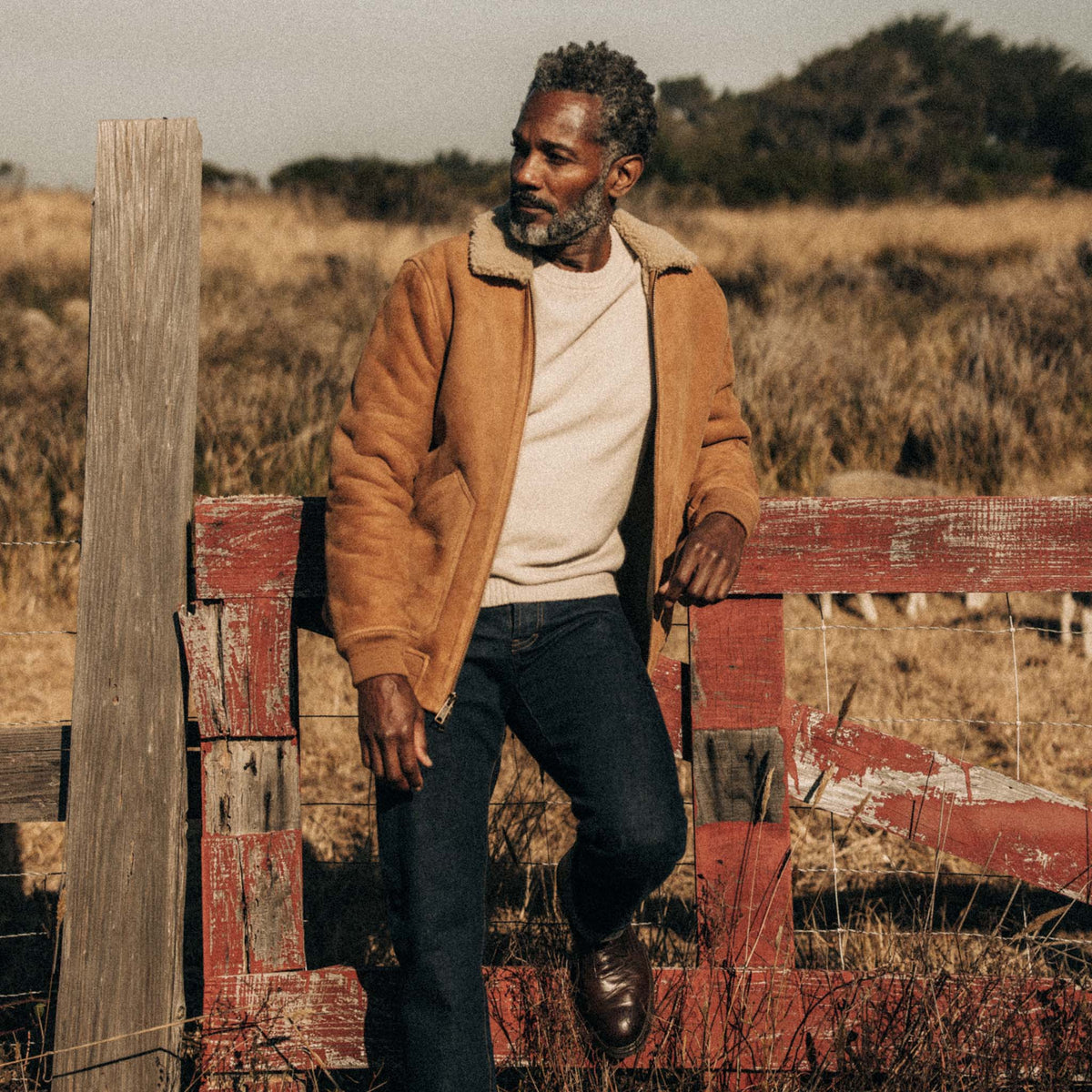 Men's The Wright Jacket in Camel Shearling Leather
