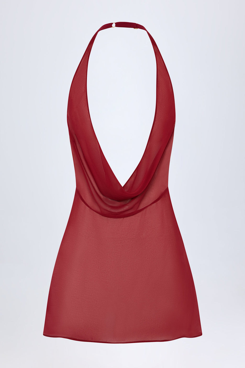 Women's Cowl-Neck Backless Mini Dress in Dark Cherry — Dress