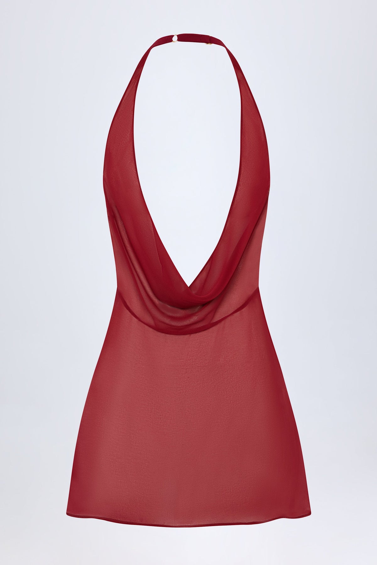 Women's Cowl-Neck Backless Mini Dress in Dark Cherry — Dress