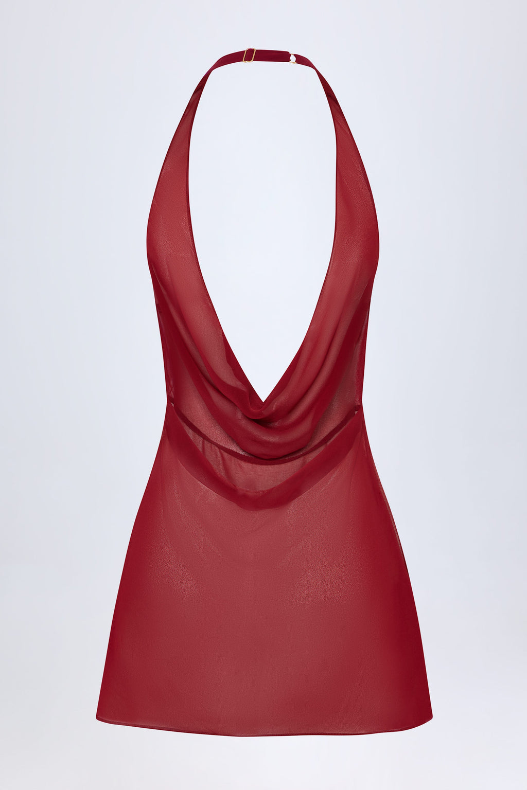 Women's Cowl-Neck Backless Mini Dress in Dark Cherry — Dress