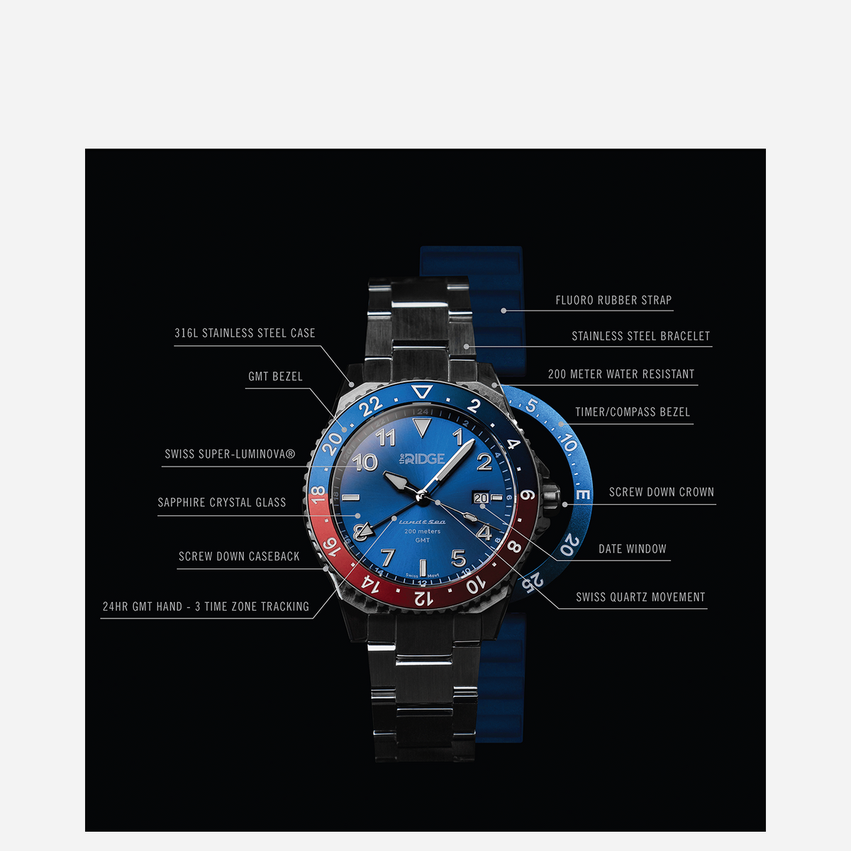 Land & Sea GMT Watch 42mm - Carbon Fiber 3k