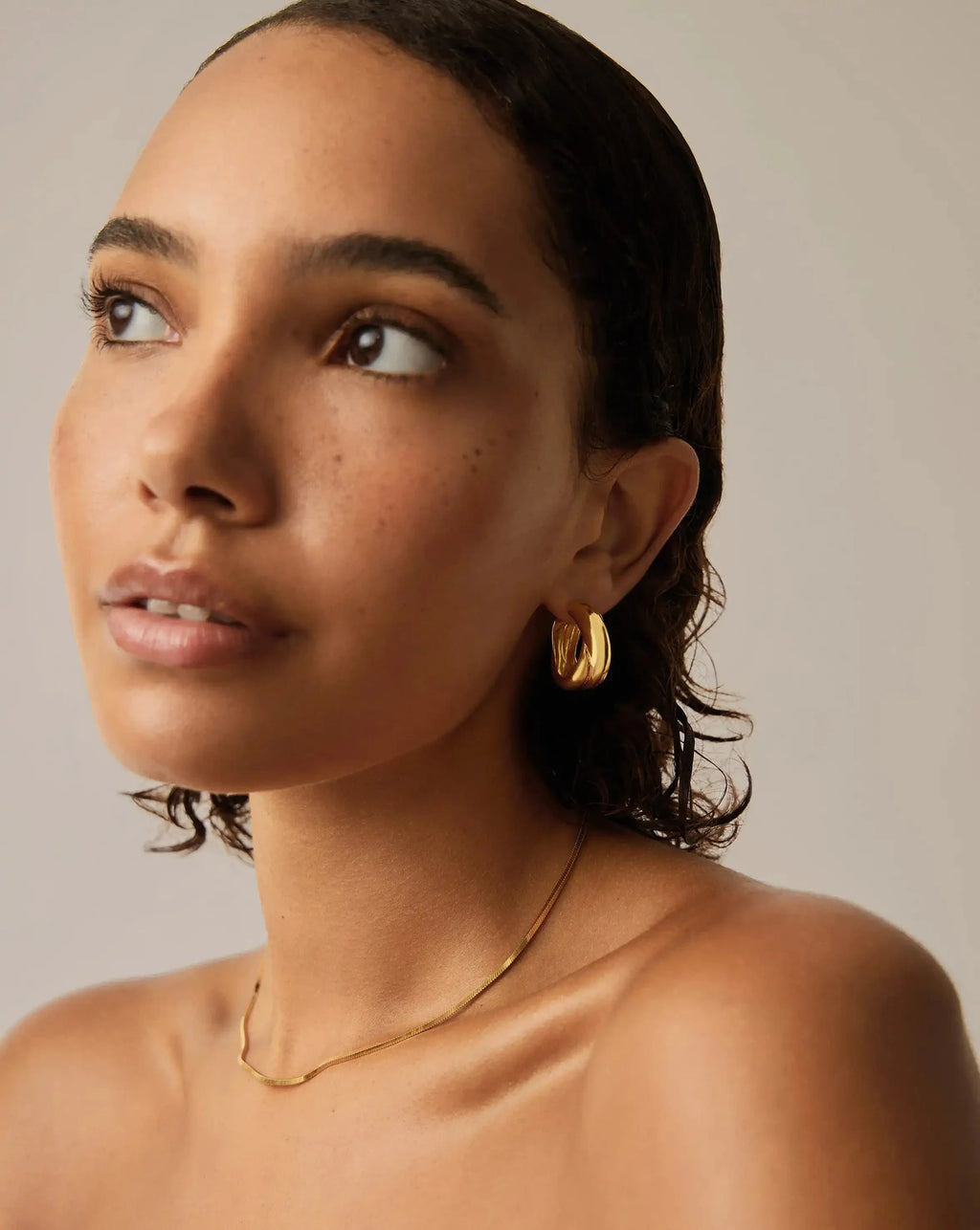 Lucy Williams Chunky Medium Entwine Hoop Earrings | 18ct Gold Plated