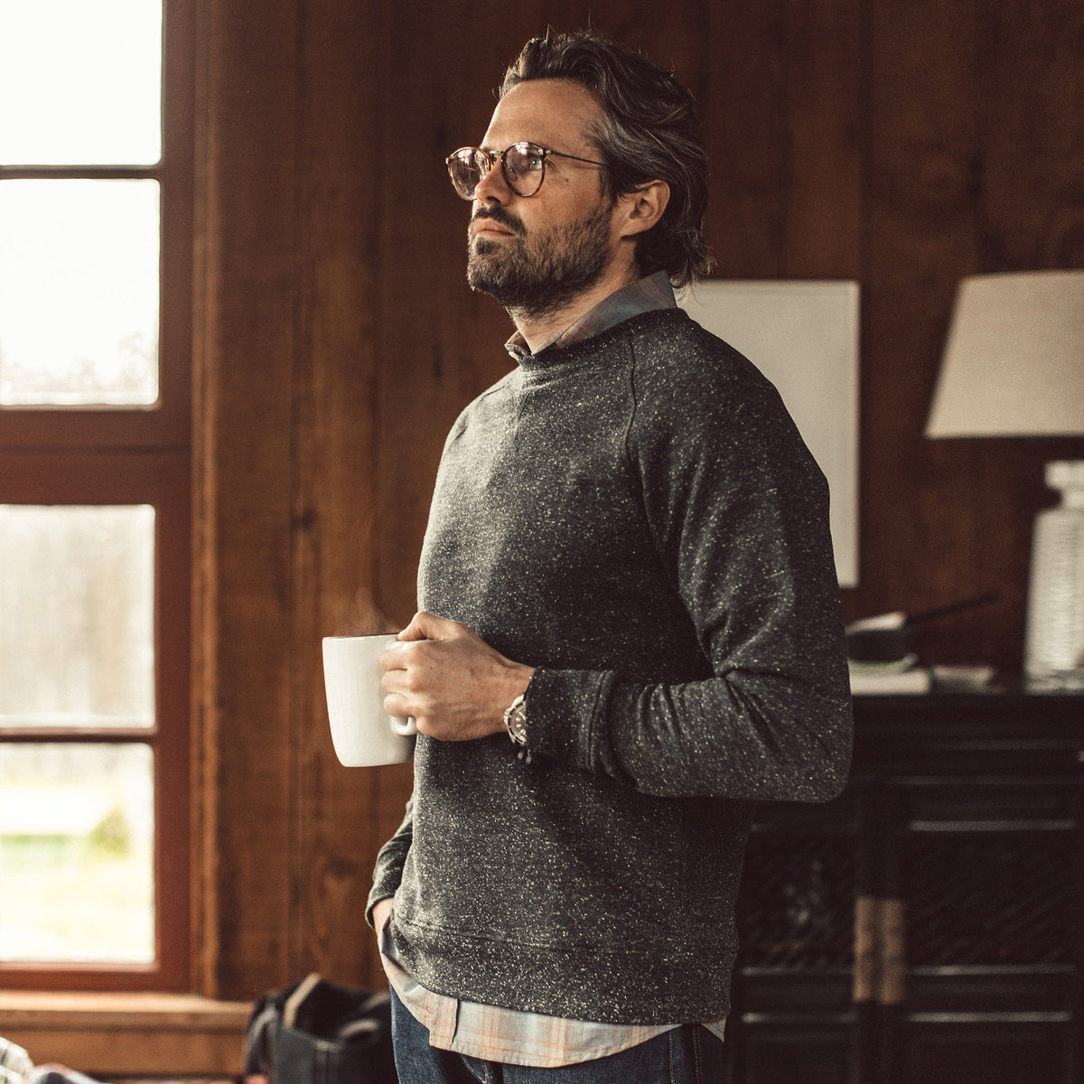 Men's The Crewneck in French Terry Heather Grey — Sweater