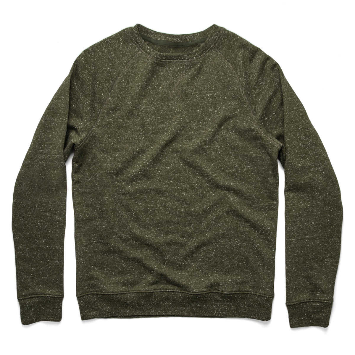 Men's The Crewneck in French Terry Heather Olive — Sweater